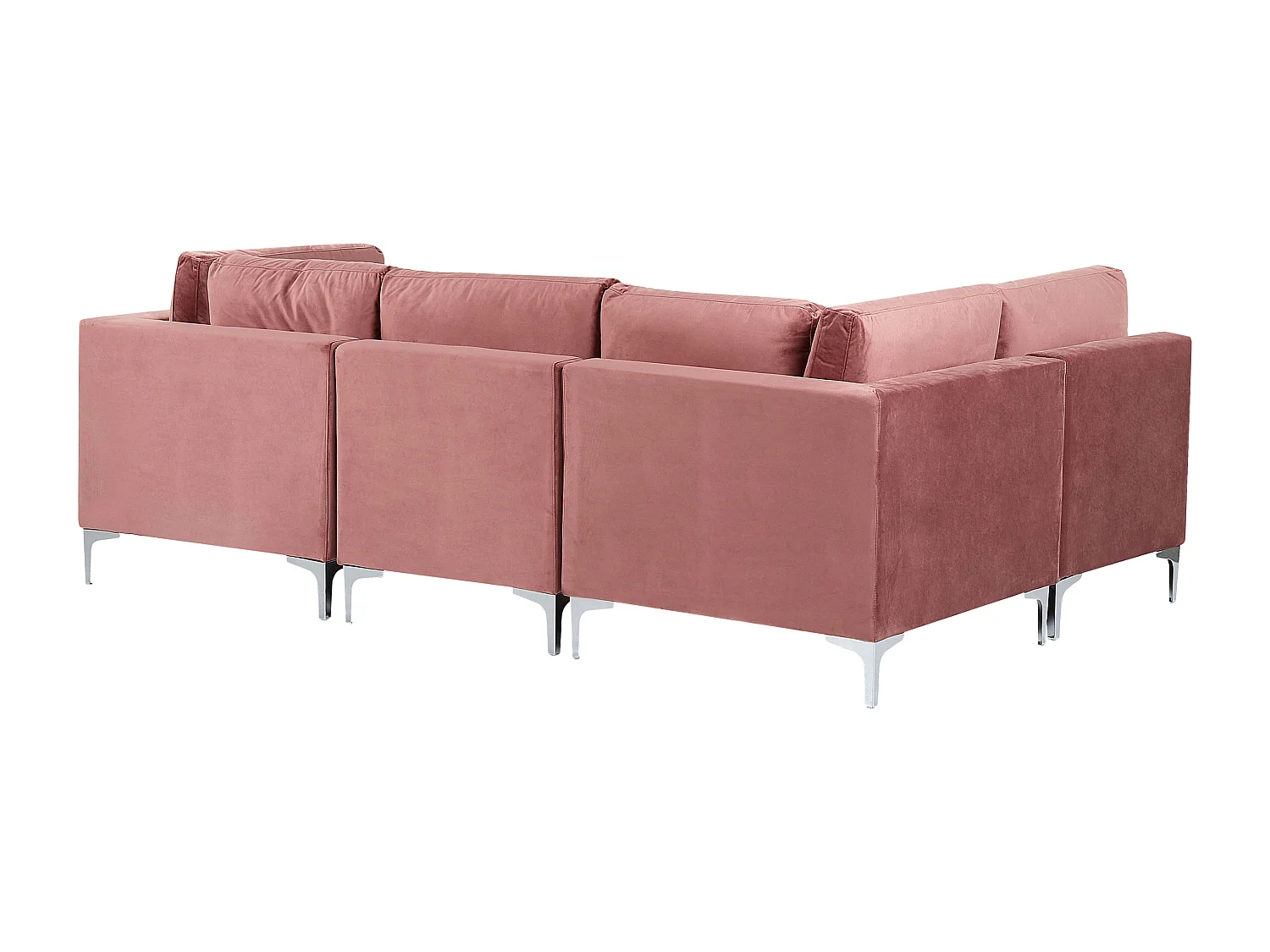 Canapé Modulable Rose et Argenté en Velours 4 Personnes Côté Droit Glamour Evja