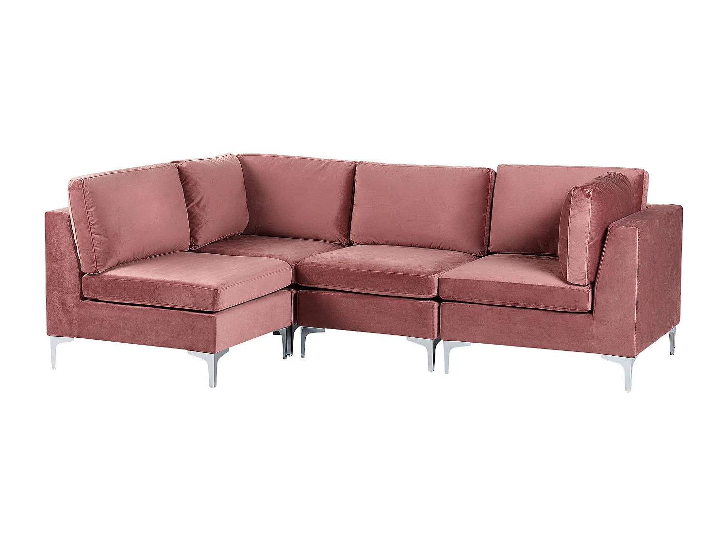 Modulaire hoekbank EVJA Fluweel Roze 4-zitter Rechterzijde