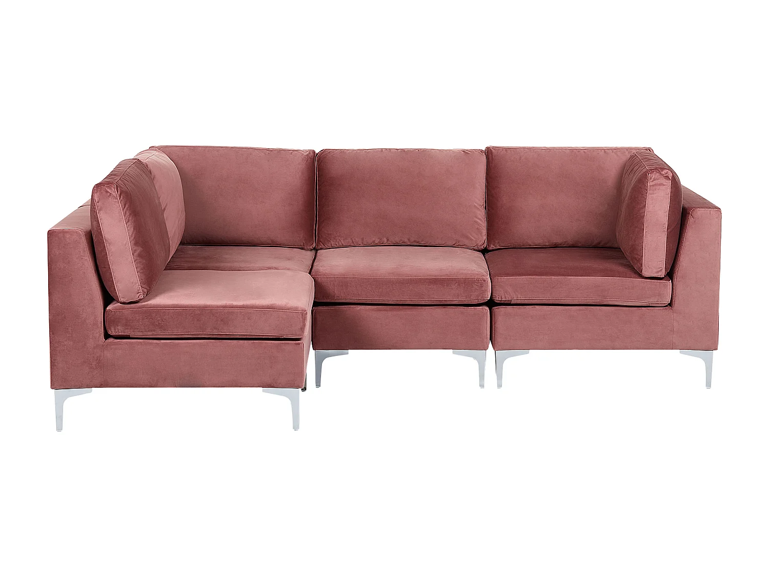 Modulaire hoekbank EVJA Fluweel Roze 4-zitter Rechterzijde