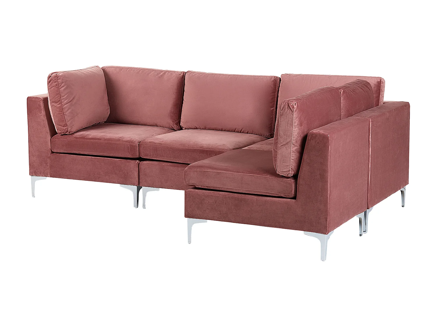 Modulaire hoekbank EVJA Fluweel Roze 4-zitter Linkerzijde