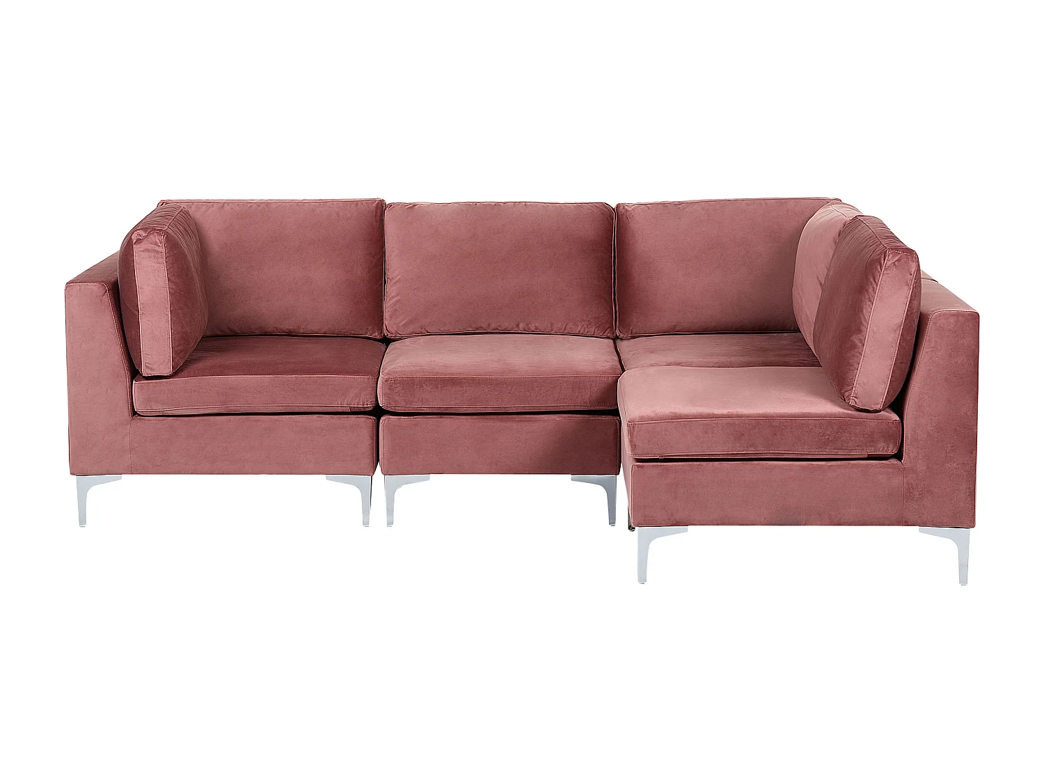 Modulaire hoekbank EVJA Fluweel Roze 4-zitter Linkerzijde