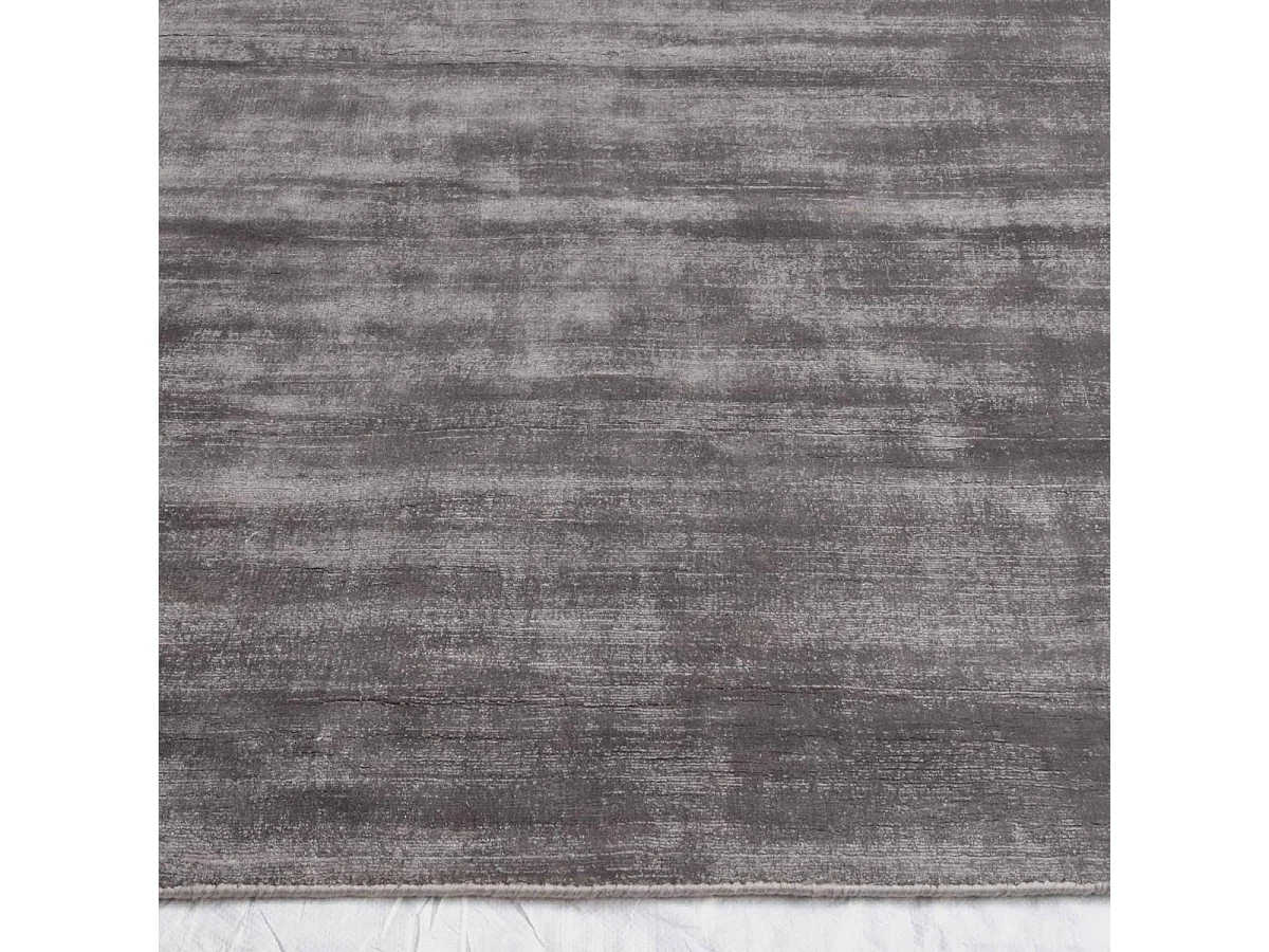 tapis salon 200x300 fait à la main en viscose marron rectangle motif uni NEO +