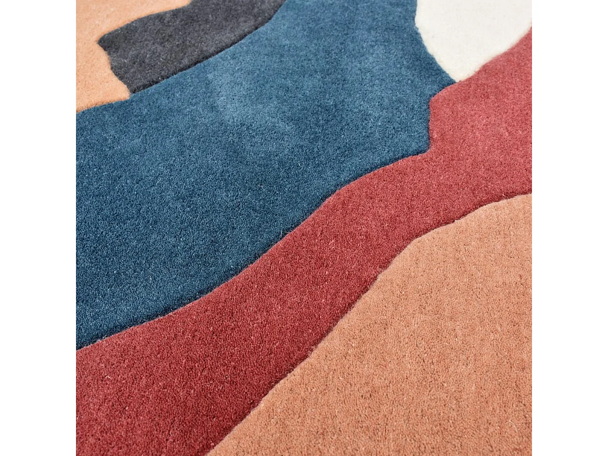 tapis couloir 120x170 fait à la main en laine beige et crème motif géométrique