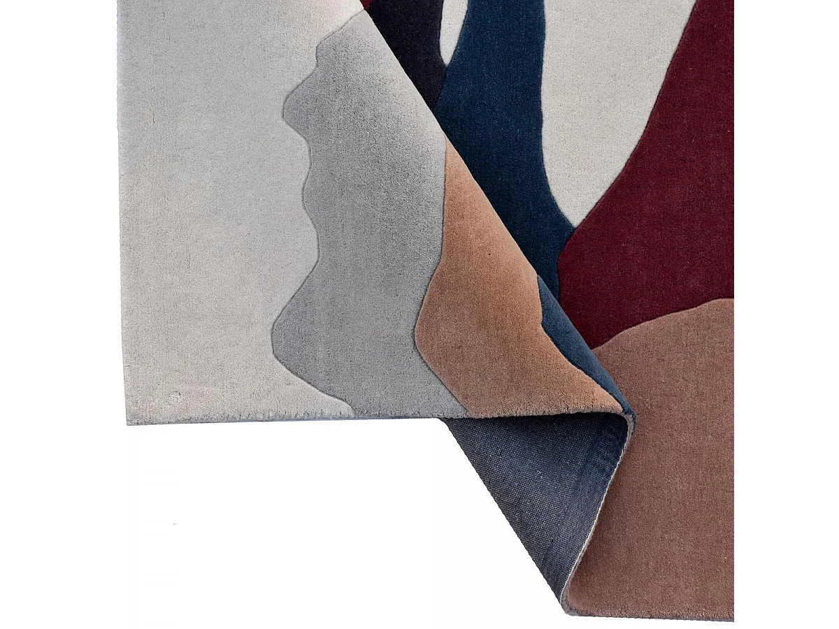 tapis couloir 120x170 fait à la main en laine beige et crème motif géométrique