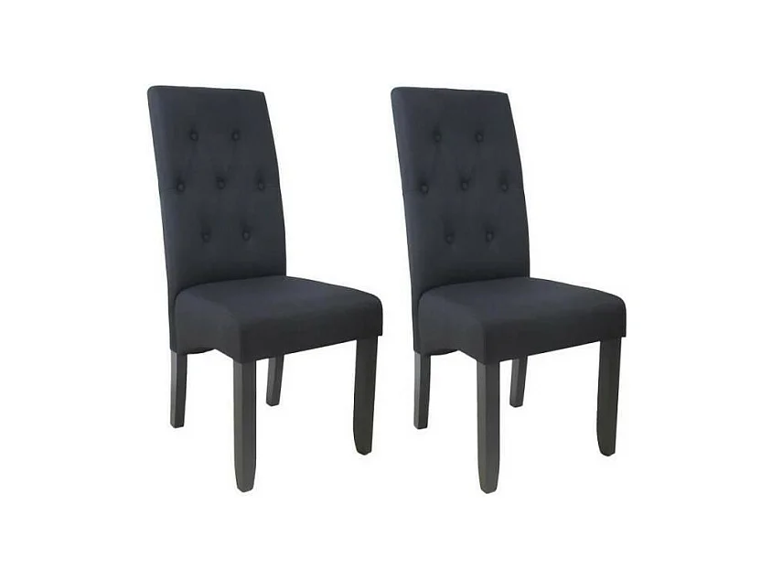 Lot de 2 chaises Contemporain - Revêtu en Tissu noir et Pieds en pin massif