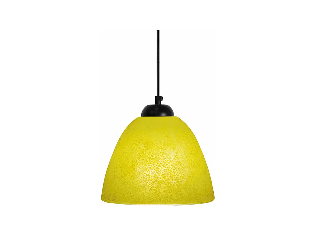 Suspension dôme verre  jaune80 cm.