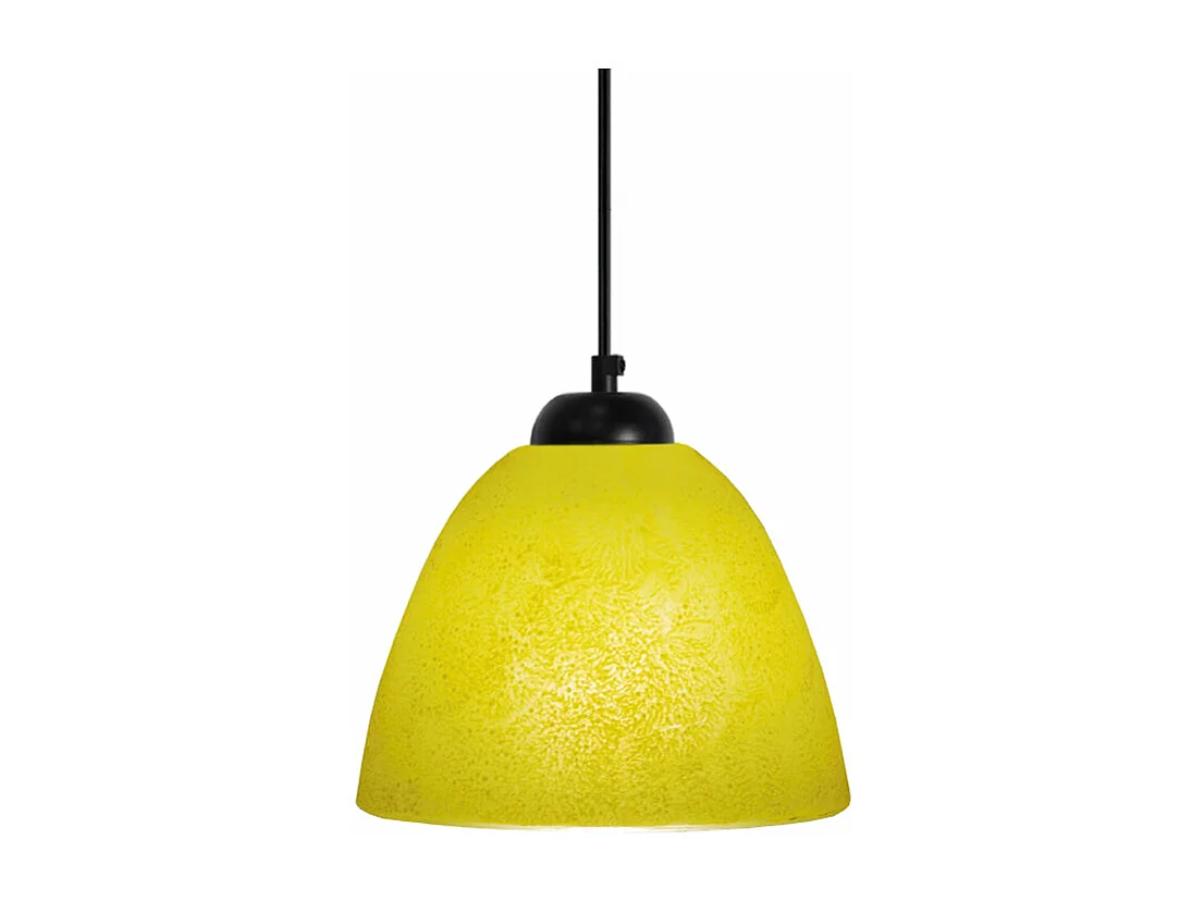 Suspension dôme verre  jaune80 cm.