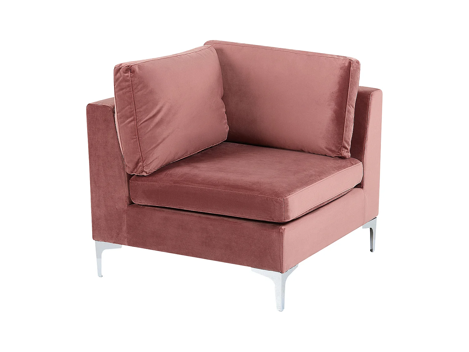 Modulaire hoekbank EVJA Fluweel Roze Met ottomaan 4-zitter Linkerzijde