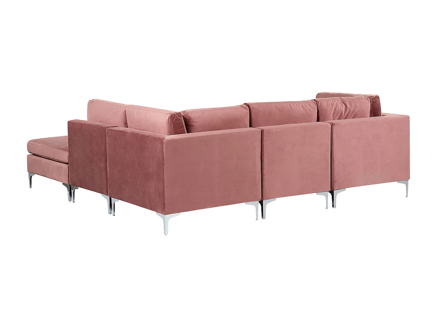 Sofá de canto modular EVJA Veludo Rosa com repousa-pés 4 lugares à esquerda