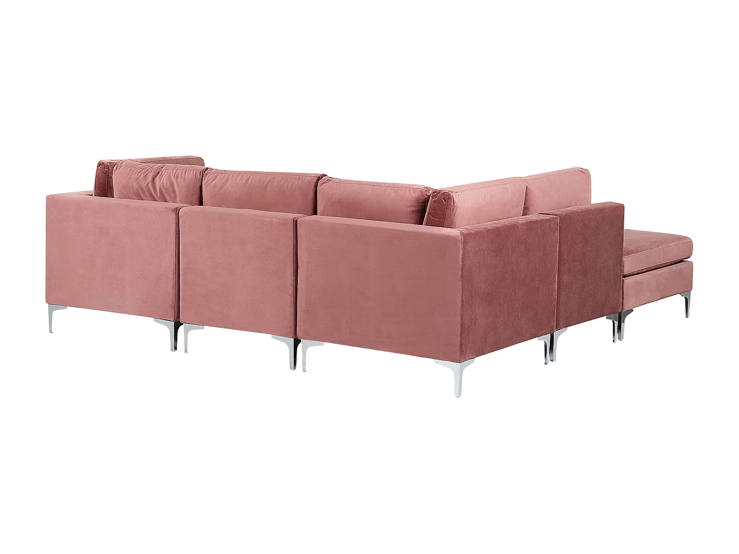 Canapé d'angle modulable 4 places EVJA Velours Rose avec ottoman Côté droit