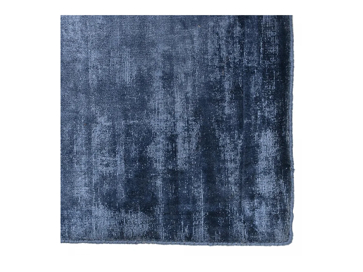 tapis salle à manger 250x300 fait à la main en viscose bleu petrole motif uni