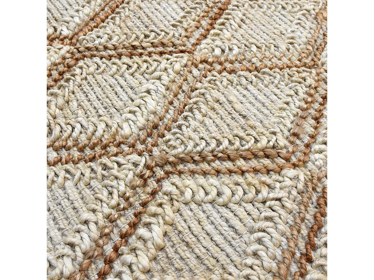 Tapis jute 160x230 fait à la main beige et marron JUTICA