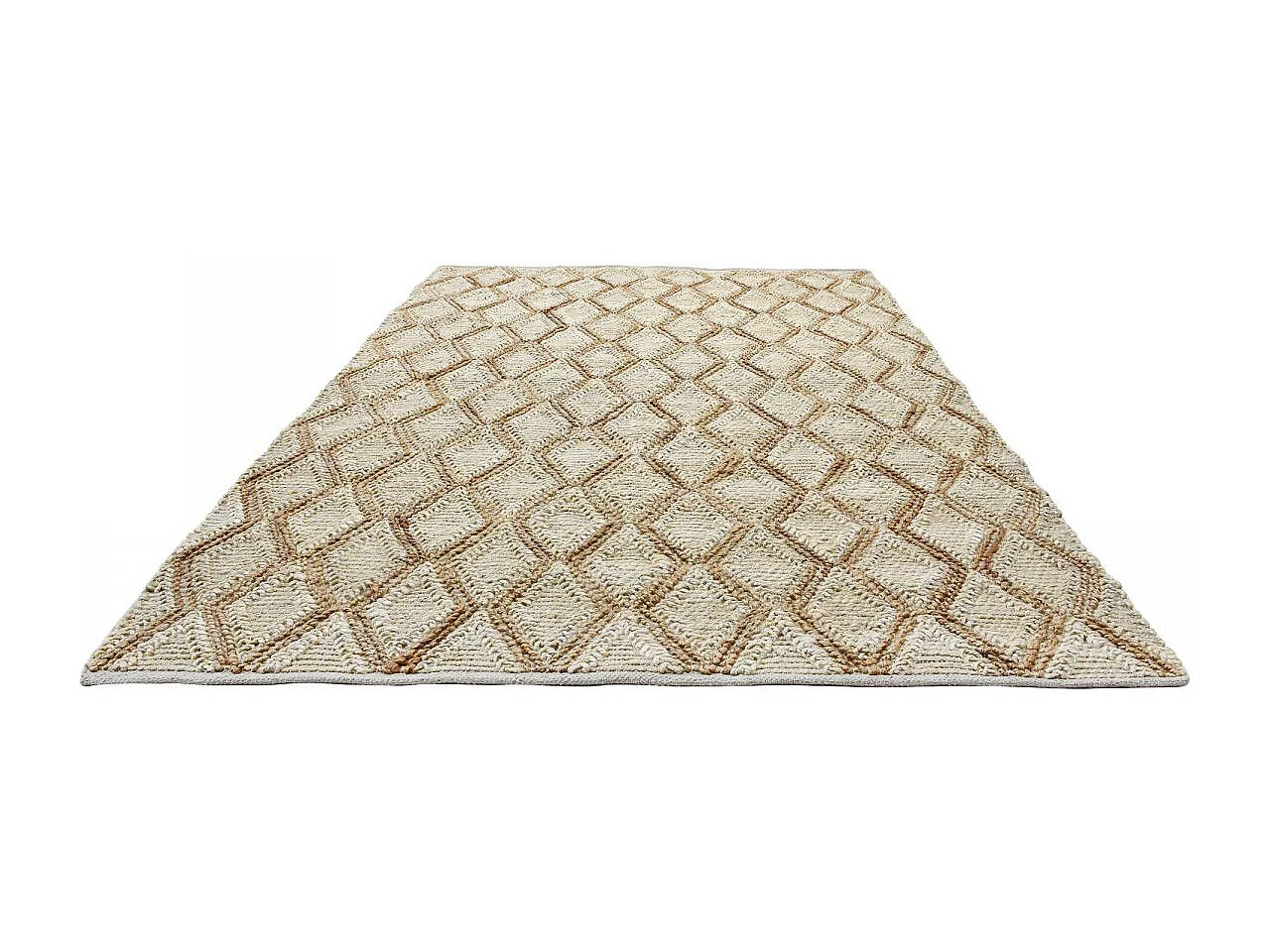 Tapis jute 160x230 fait à la main beige et marron JUTICA