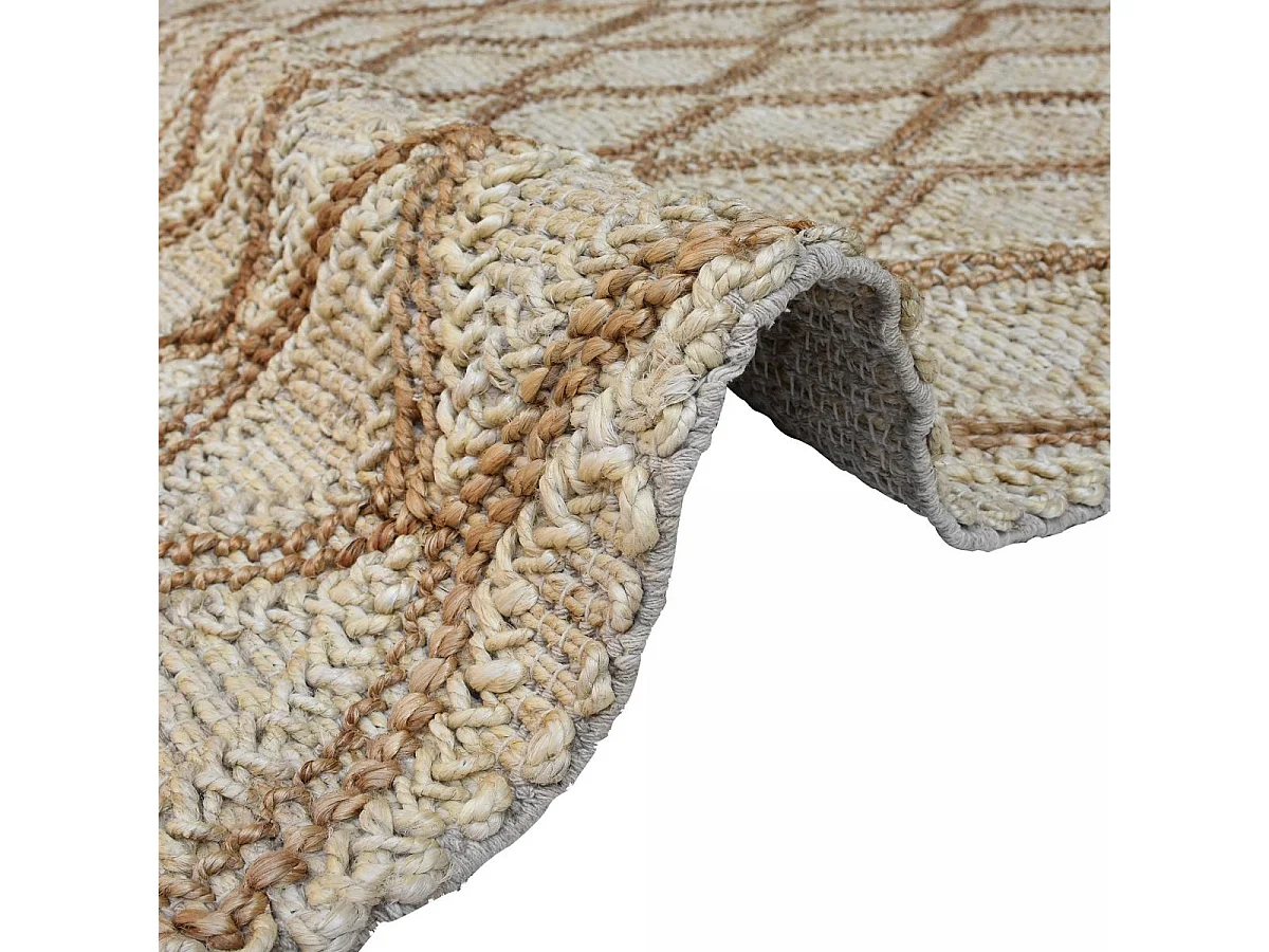 Tapis jute 160x230 fait à la main beige et marron JUTICA