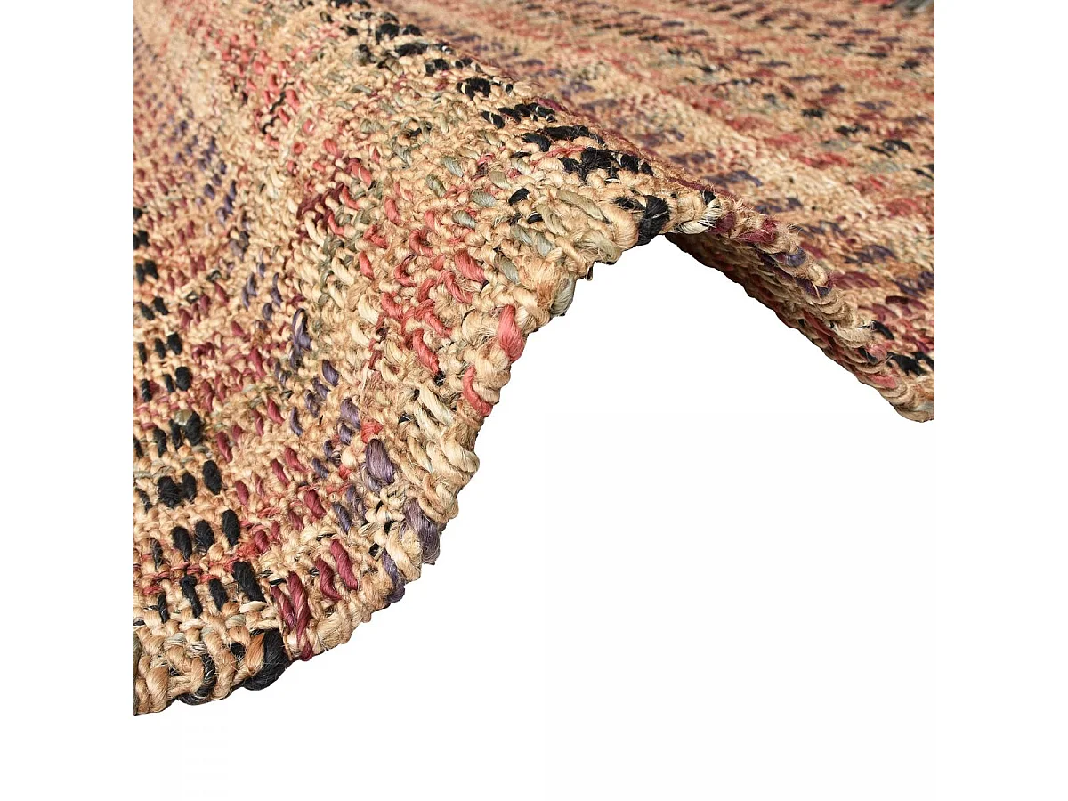 Tapis jute 120x170 fait à la main beige et bordeaux SQUARE