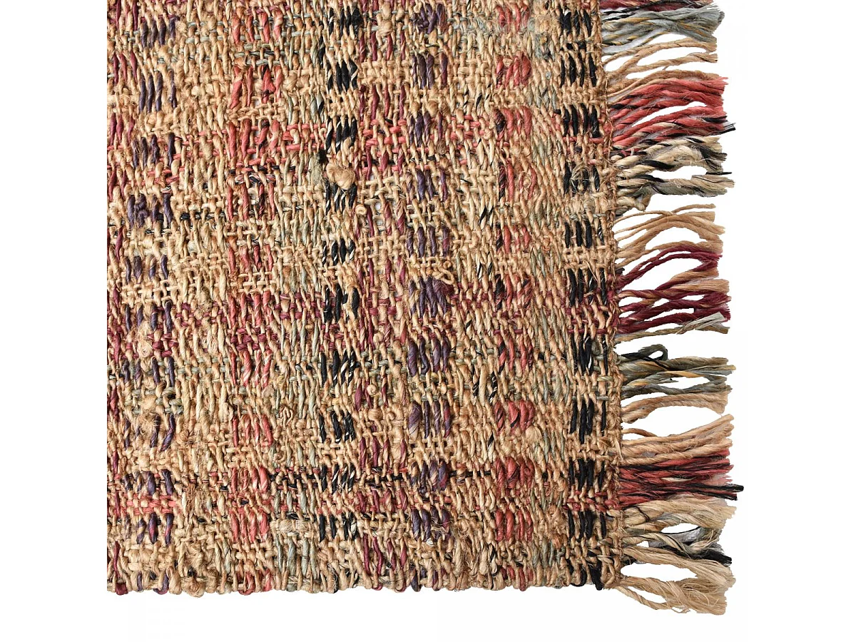 Tapis jute 120x170 fait à la main beige et bordeaux SQUARE