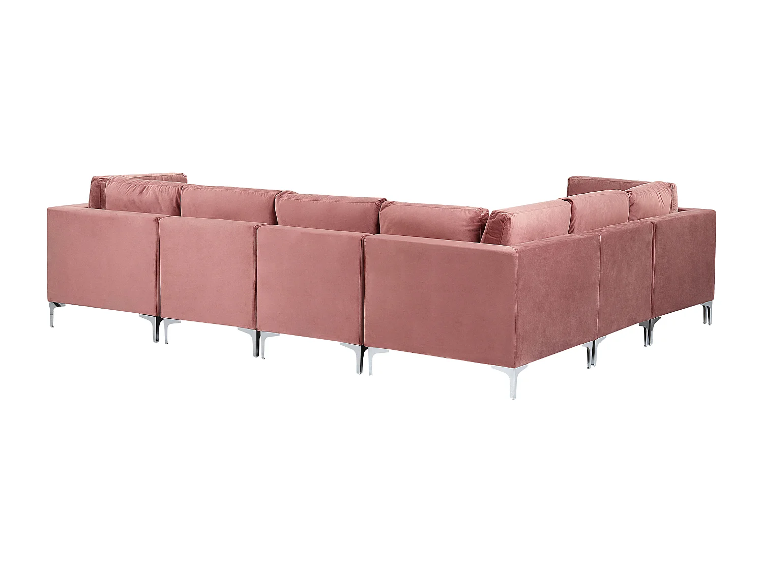 Canapé d'angle modulable 6 places EVJA Velours Rose avec ottoman Côté droit