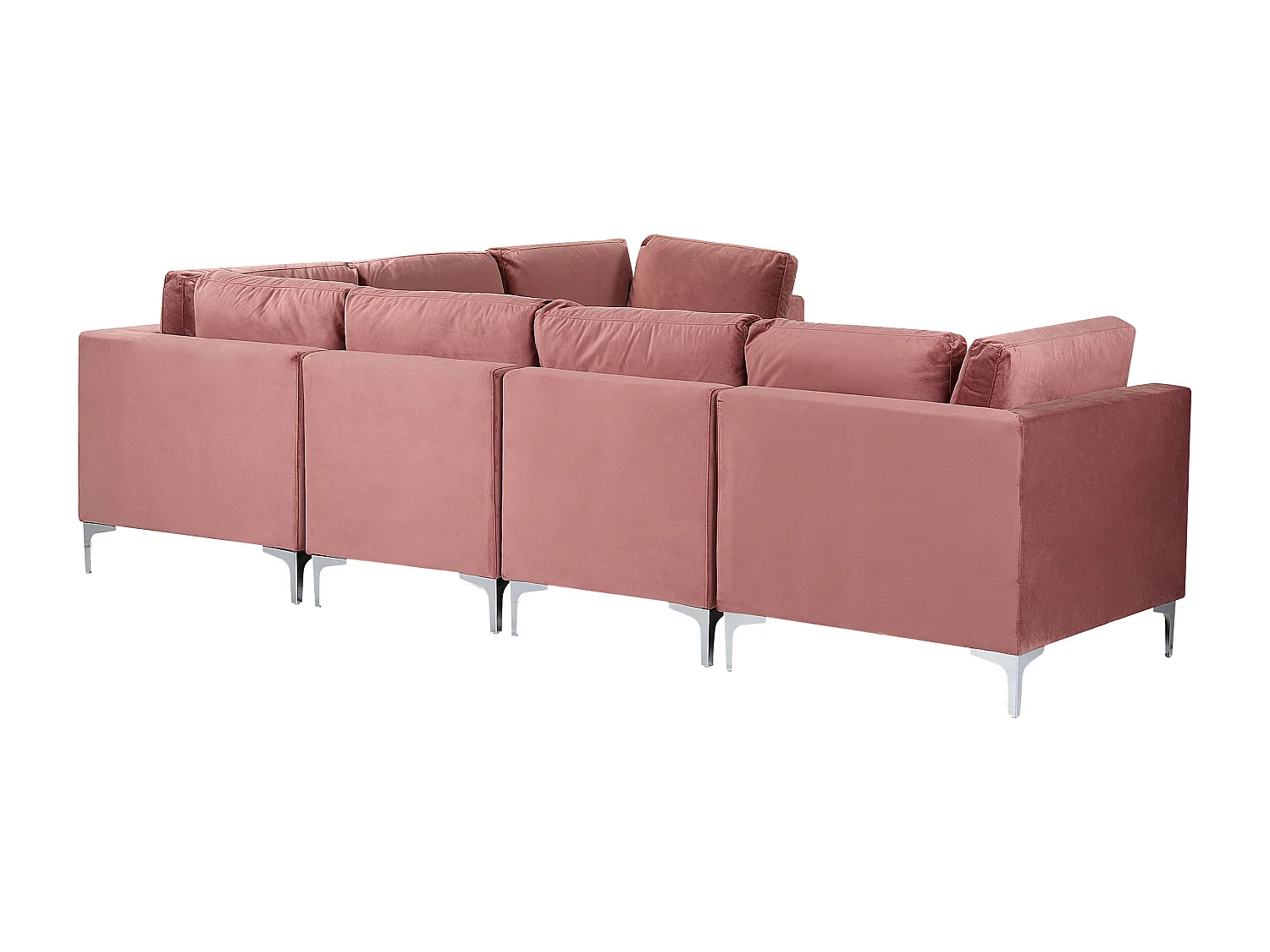 Canapé d'angle modulable 6 places EVJA Velours Rose avec ottoman Côté droite