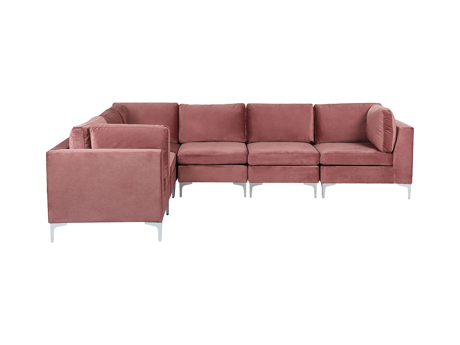 Modulaire hoekbank EVJA Fluweel Roze 6-zitter Rechterzijde