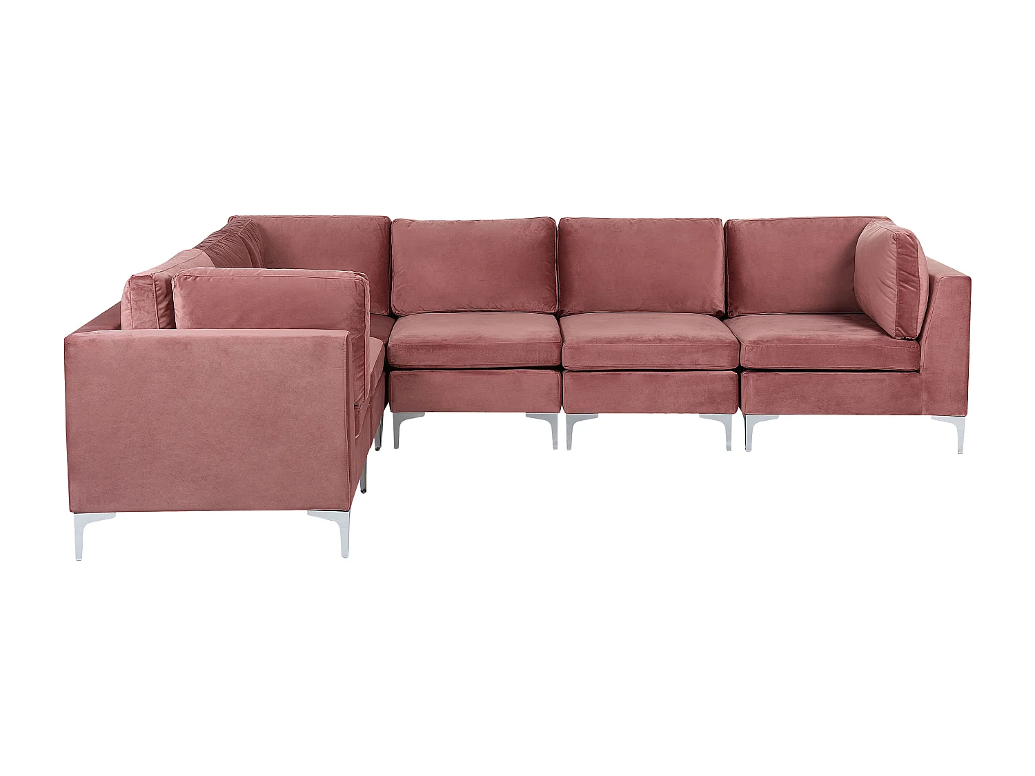 Modulaire hoekbank EVJA Fluweel Roze 6-zitter Rechterzijde