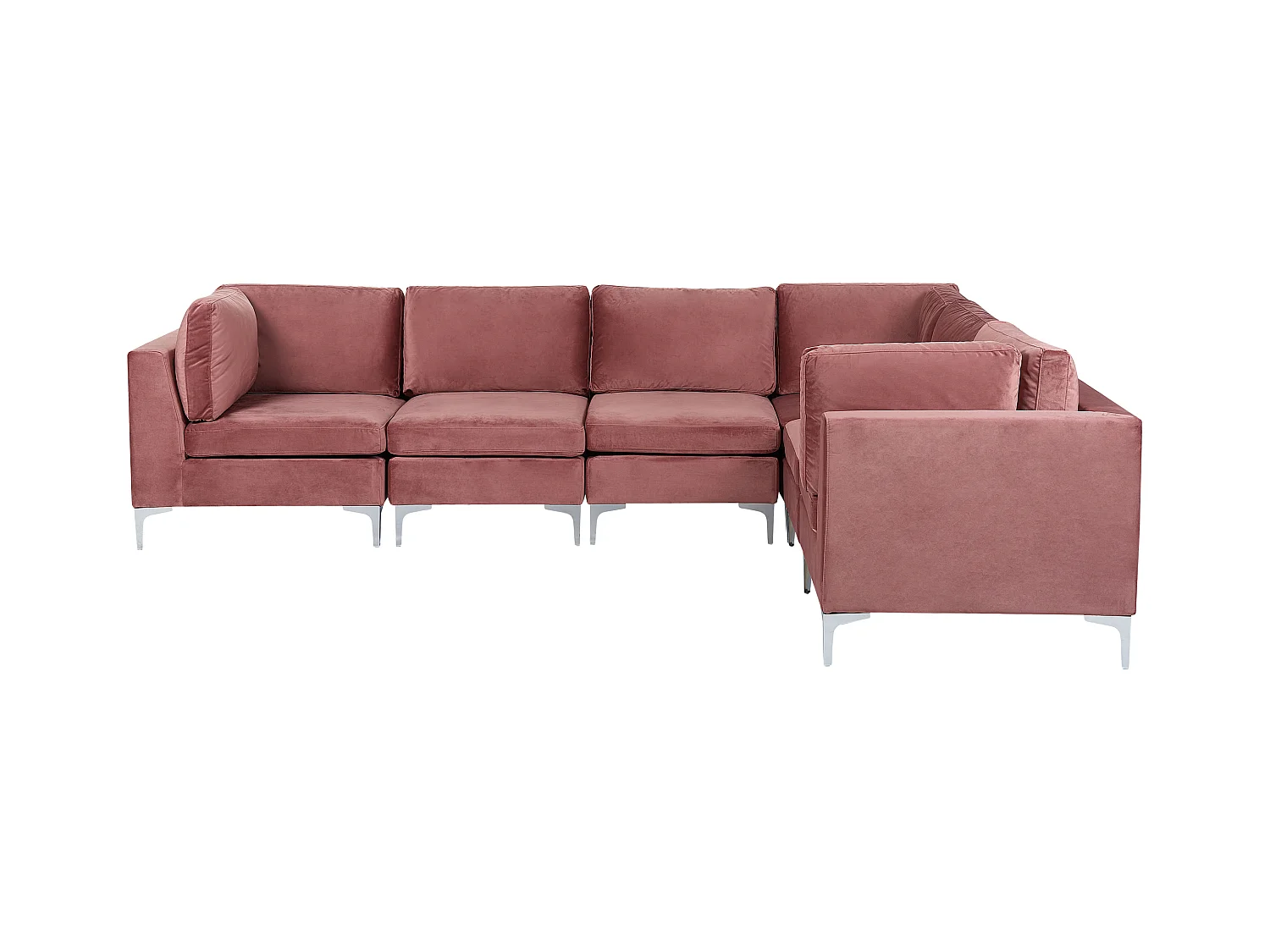 Canapé Modulable Rose et Argenté en Velours 6 Personnes Côté droite Glamour Evja