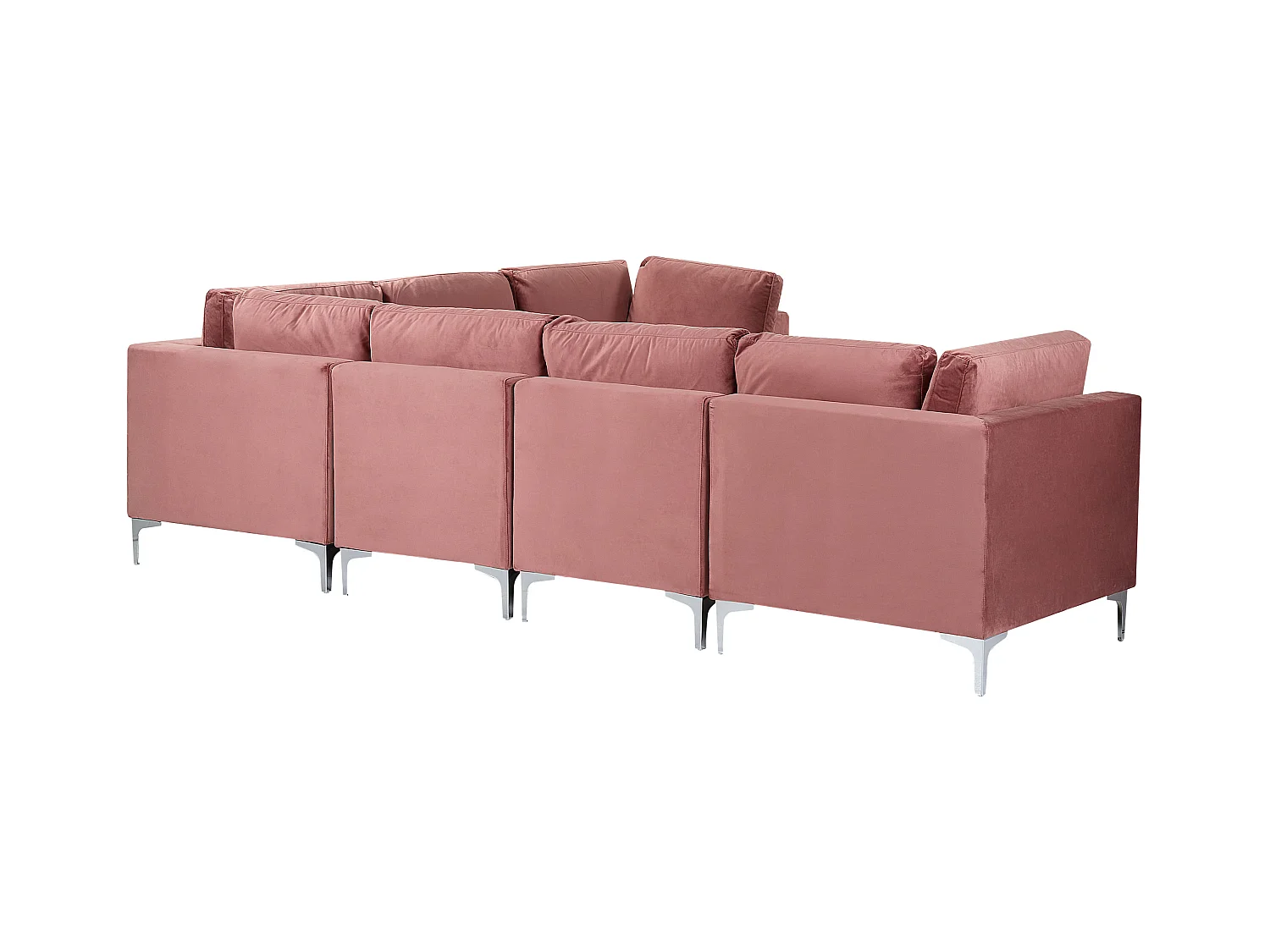Canapé Modulable Rose et Argenté en Velours 6 Personnes Côté droite Glamour Evja