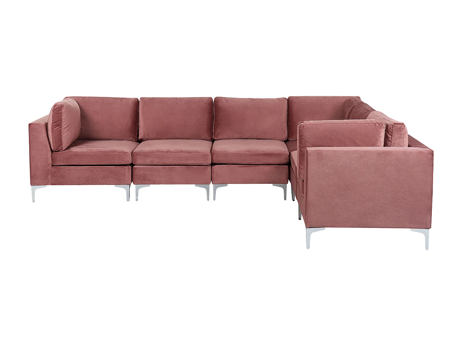 Canapé Modulable Rose et Argenté en Velours 6 Personnes Côté droite Glamour Evja