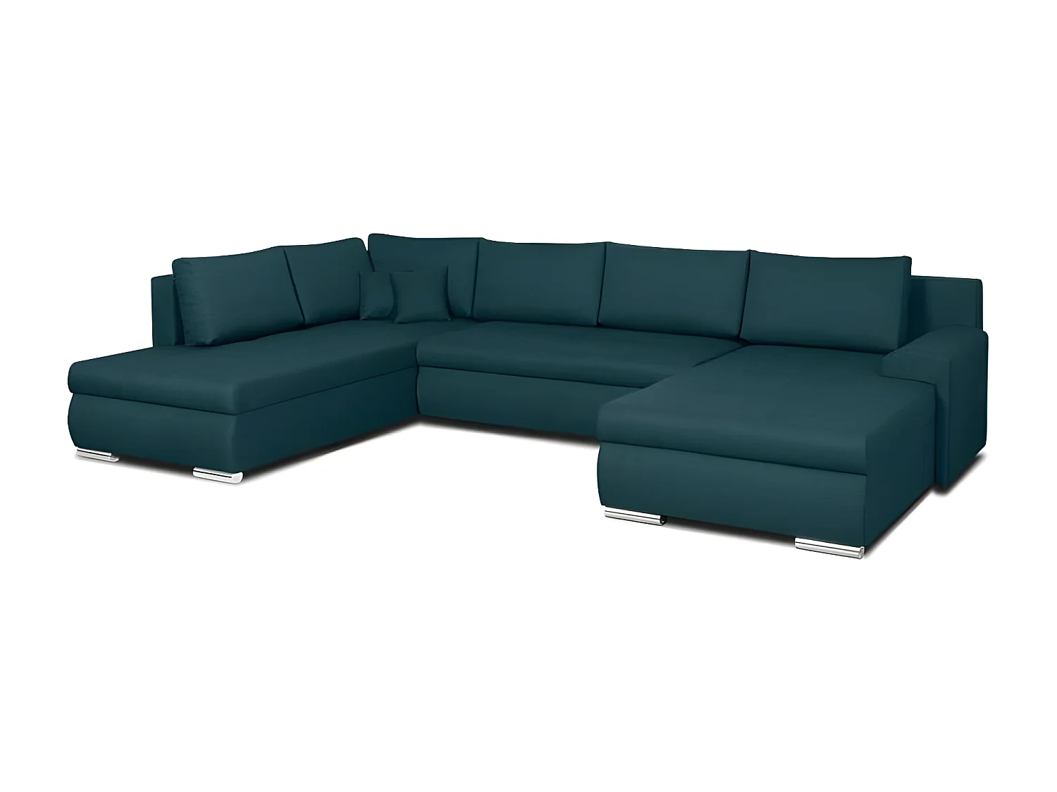 Canapé d'angle panoramique convertible -7 places - 100% polyester - Bleu canard - INDIAN