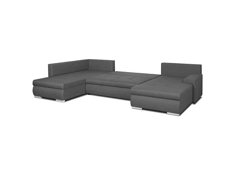 Panorama-Ecksofa mit Schlaffunktion 7 Sitzplätze Grau - INDIAN