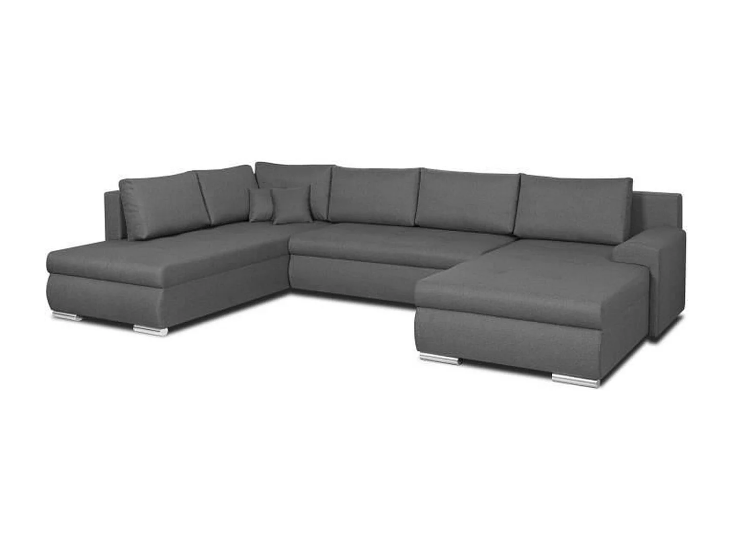 Panorama-Ecksofa mit Schlaffunktion 7 Sitzplätze Grau - INDIAN