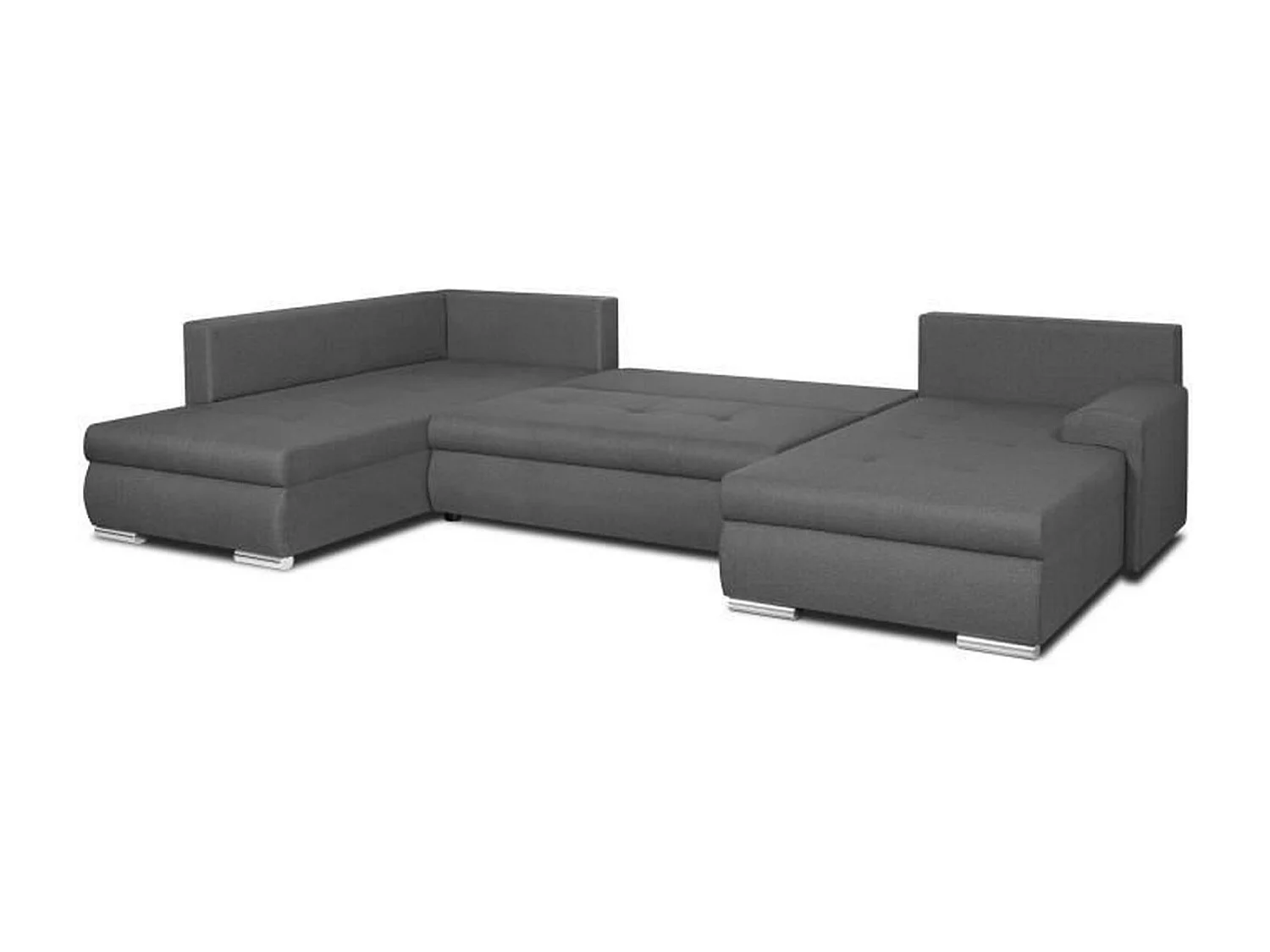 Panorama-Ecksofa mit Schlaffunktion 7 Sitzplätze Grau - INDIAN