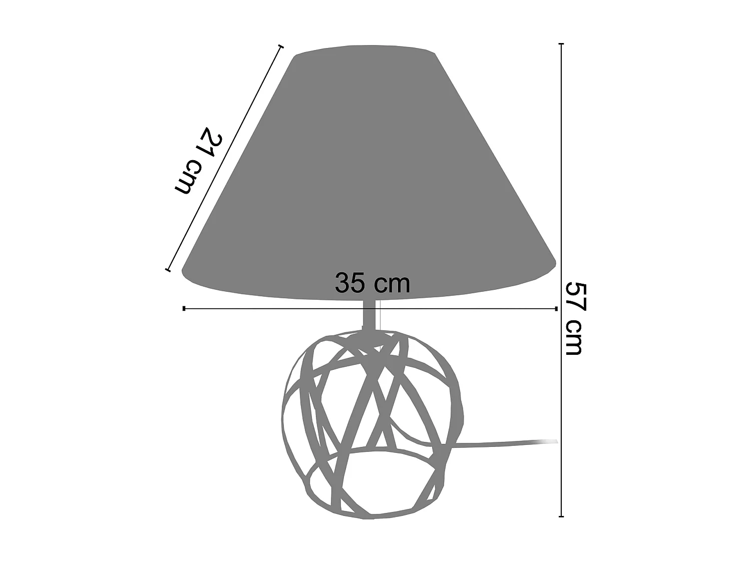 Lampe a poser poser métal  aluminium 57 cm.