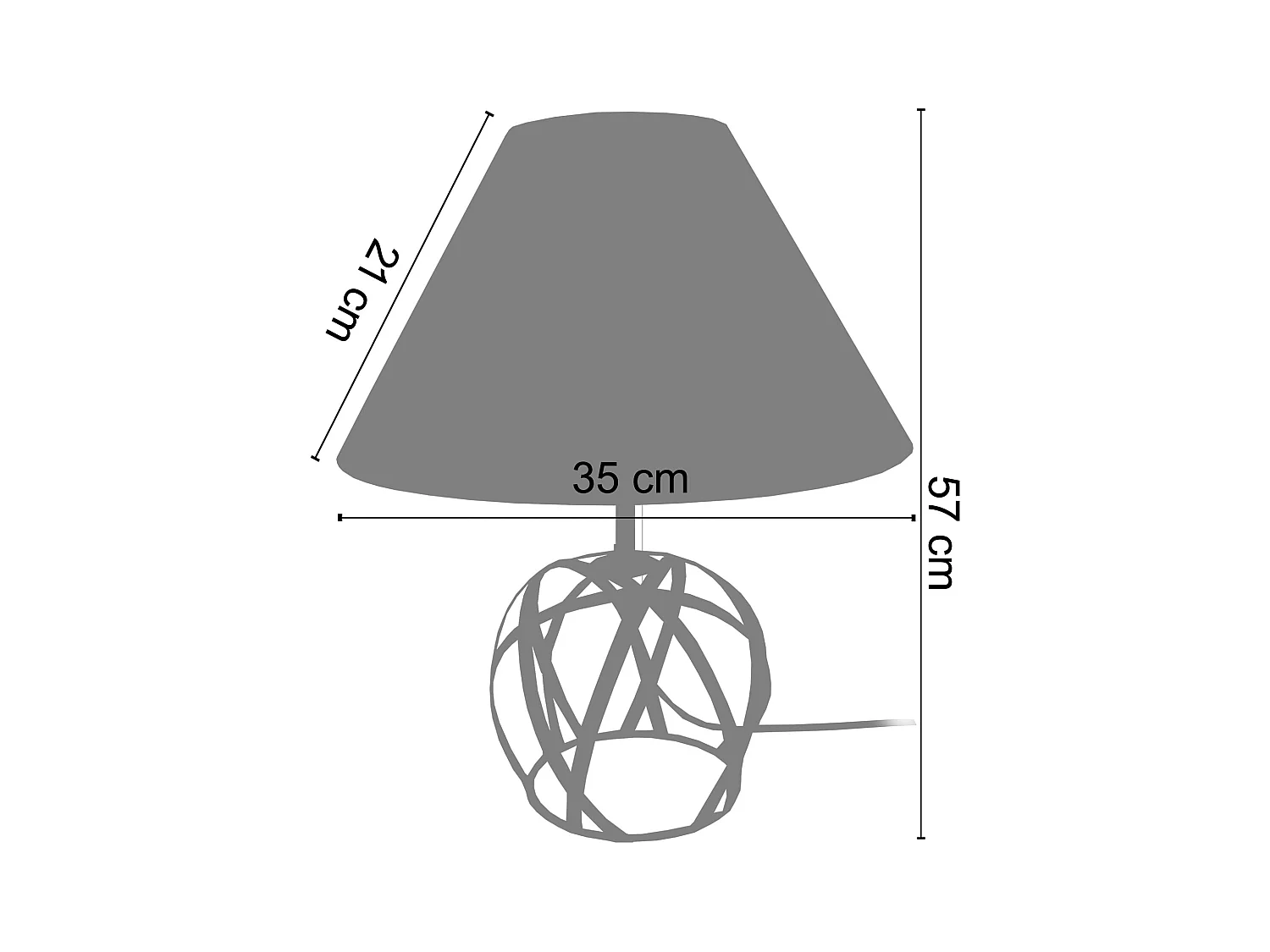Lámpara de Mesa  TOSEL ,metal,Blanco ,A57xD35xP35cm