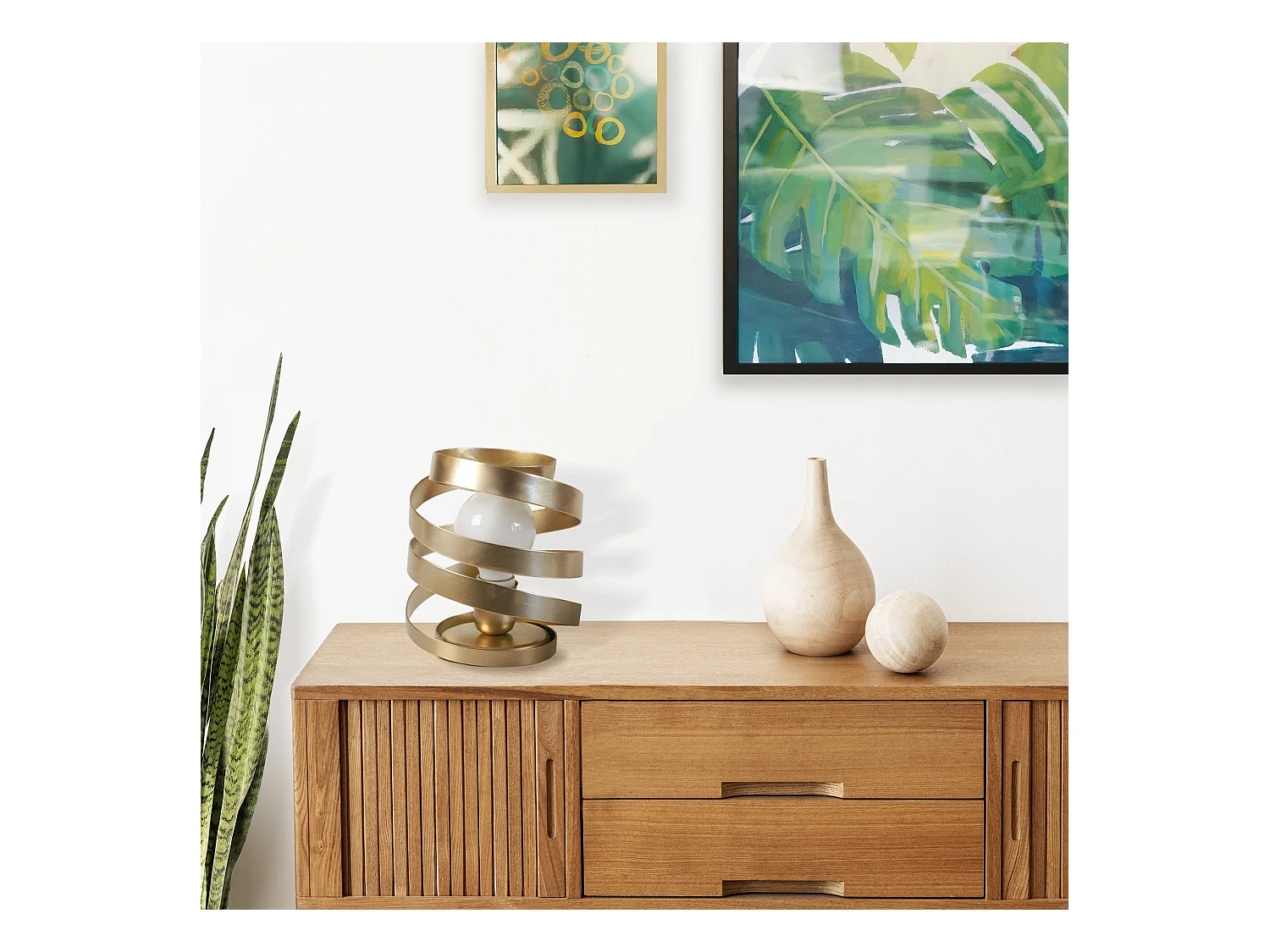 Lámpara de Mesa  TOSEL ,metal,Dorado ,A22xD18xP18cm