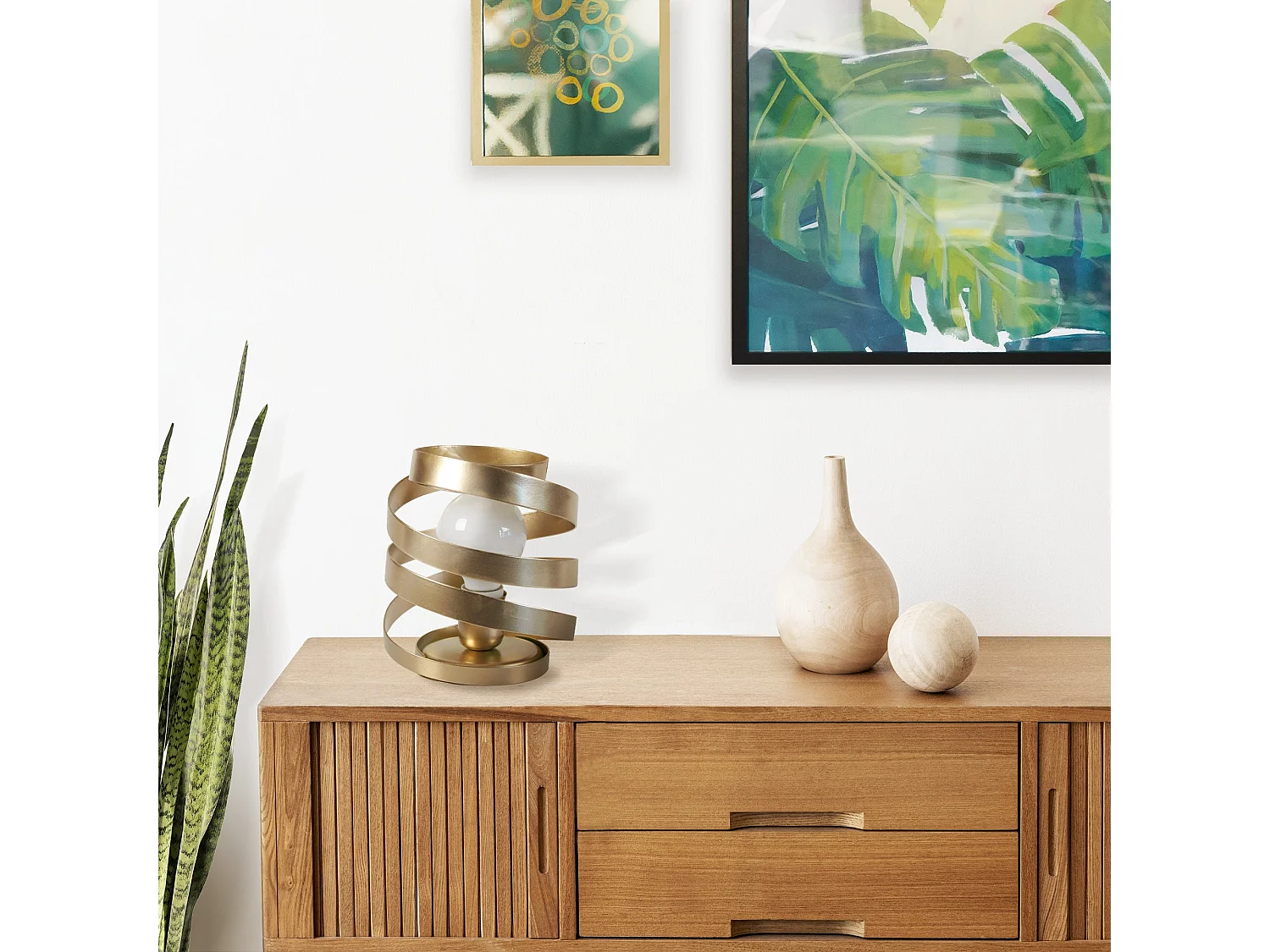 Lámpara de Mesa  TOSEL ,metal,Dorado ,A22xD18xP18cm