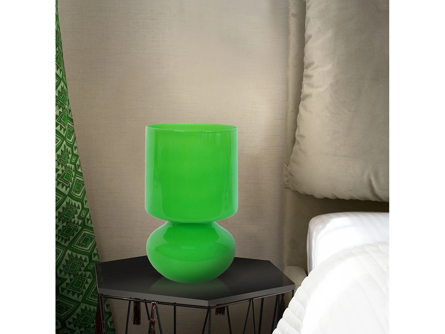 Lámpara de noche TOSEL ,vidrio,Verde,A24xD14xP14cm