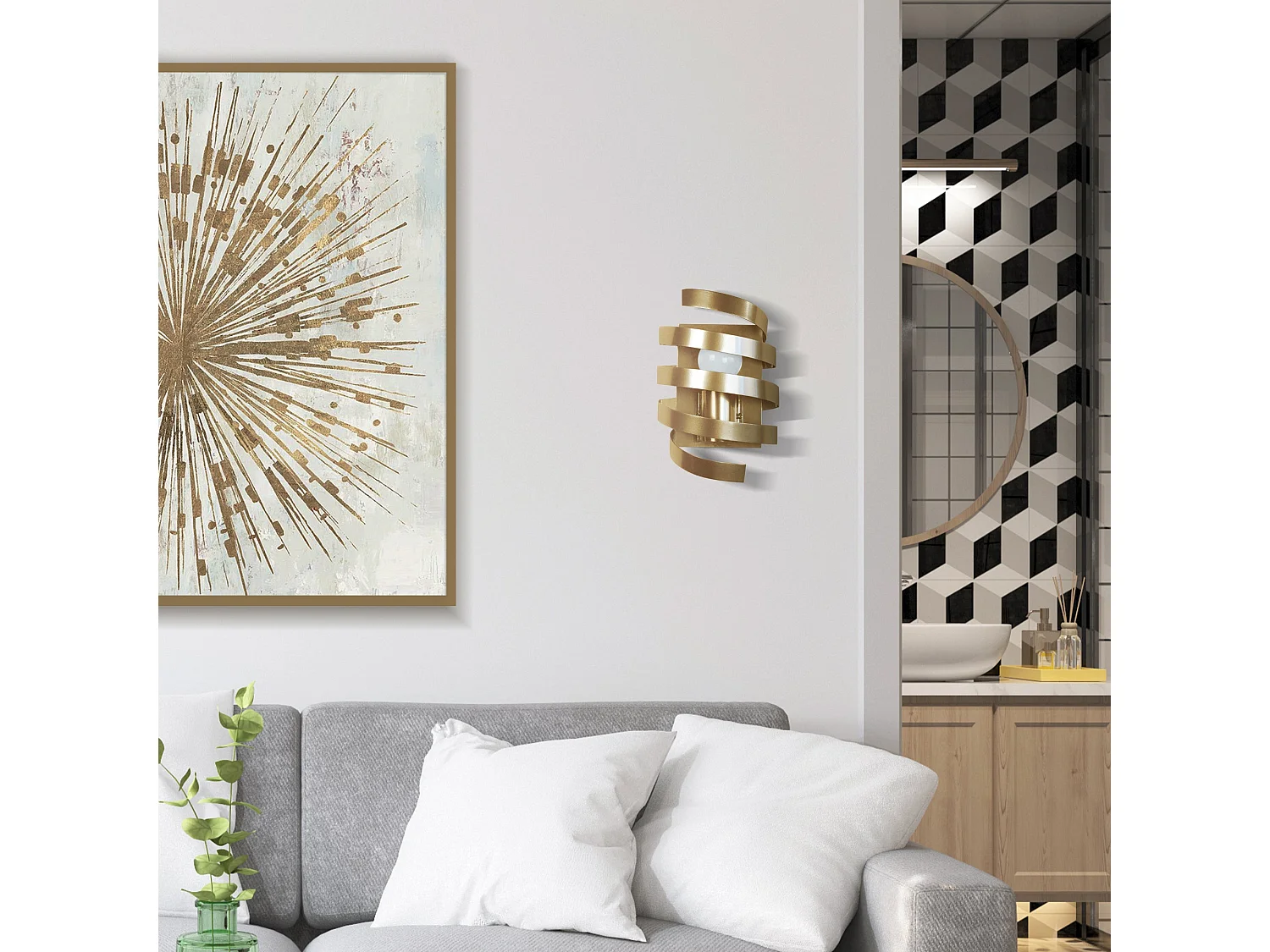 Applique TOSEL ,métal,Doré ,H9,5xD27xP17cm