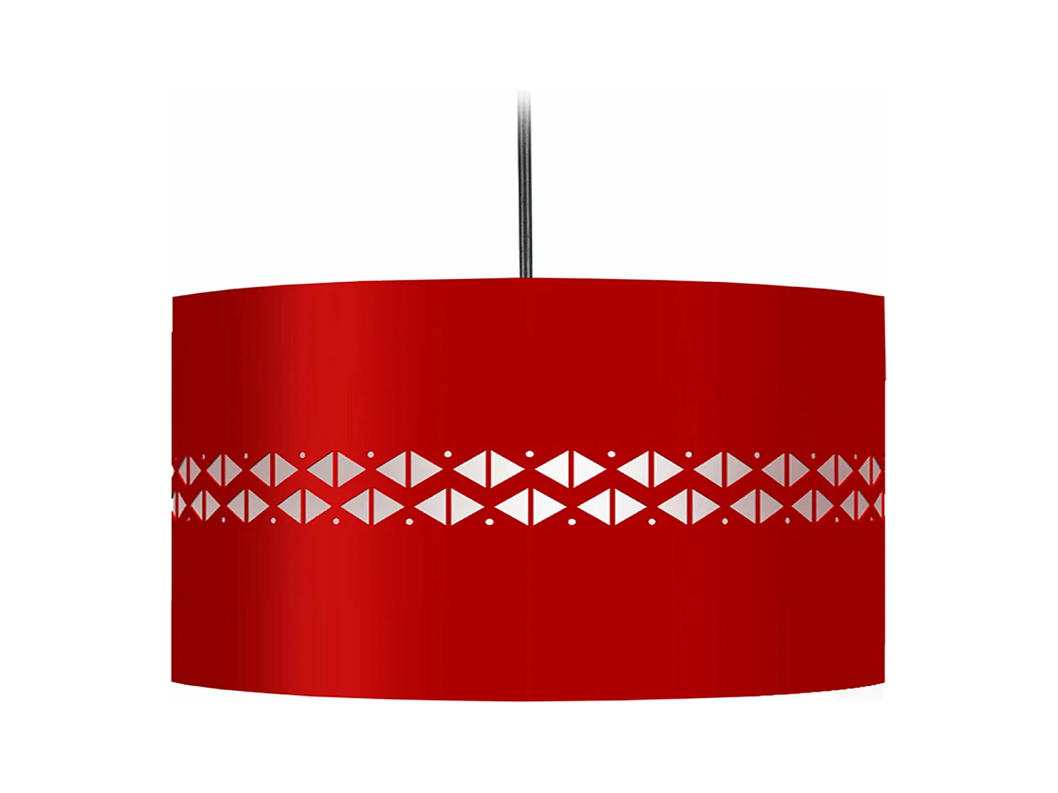 Suspension cylindre métal découpé  rouge 80 cm.