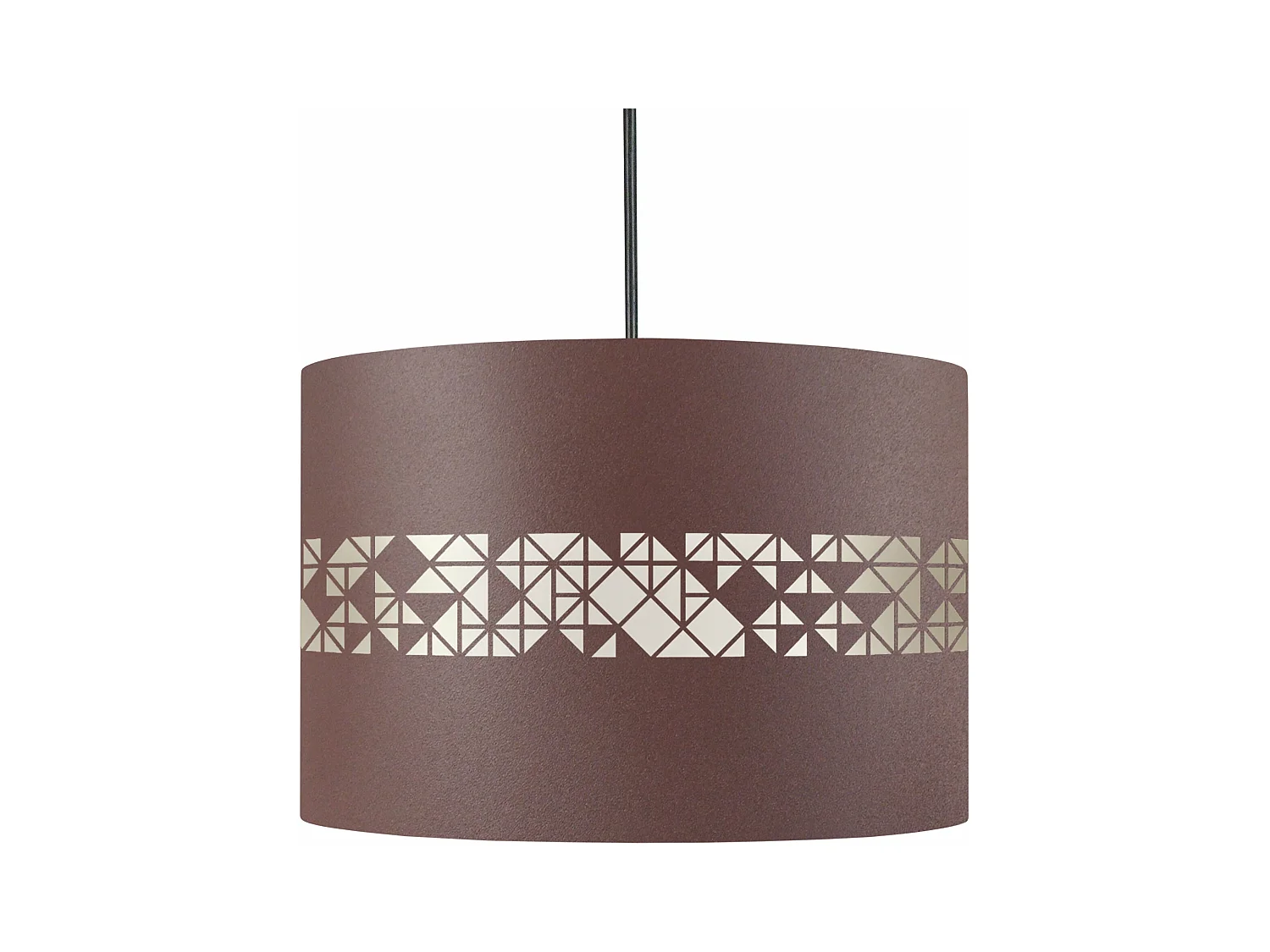 Suspension cylindre métal carrés marron 80 cm.