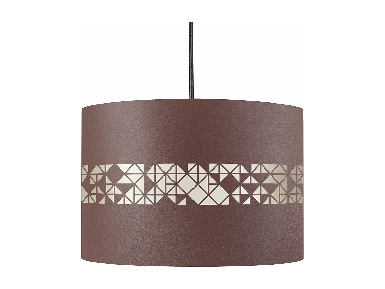 Suspension cylindre métal carrés marron 80 cm.