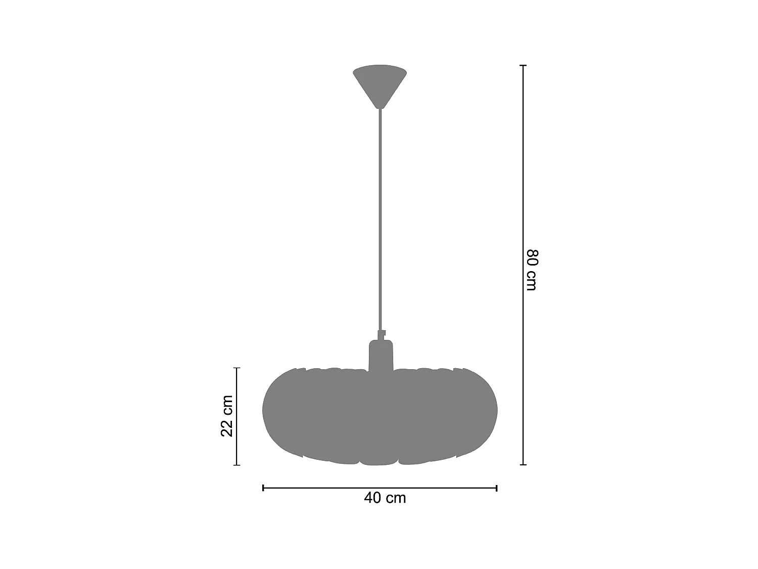 Suspensión  TOSEL , metal,Aluminio ,A80xD 40x P 40cm