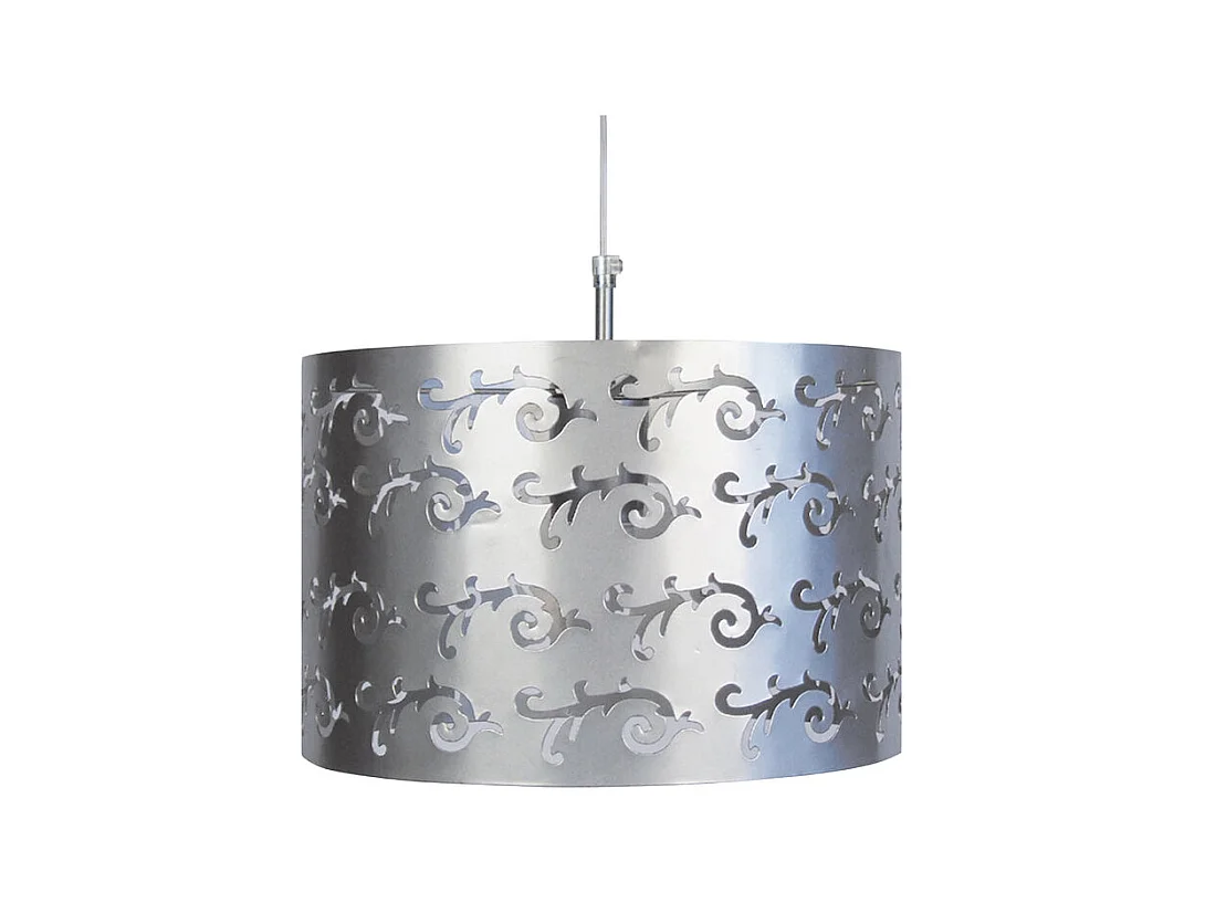 Suspension cylindre métal découpé aluminium 85 cm.