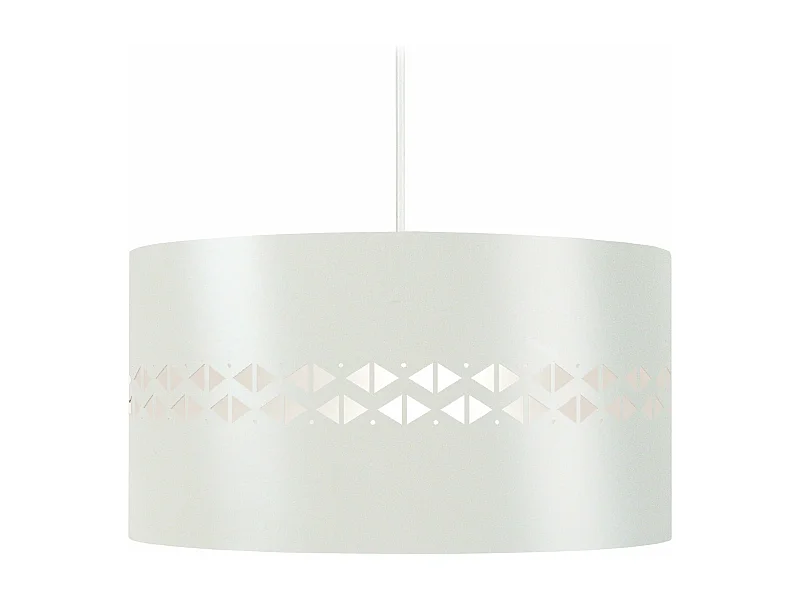 Suspension cylindre métal découpé  blanc 80 cm.
