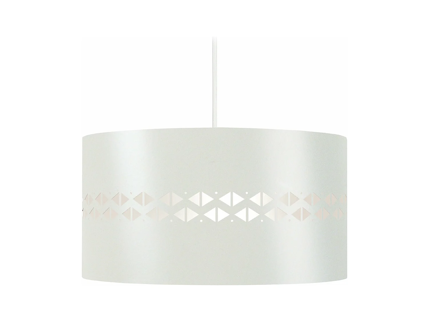 Suspension cylindre métal découpé  blanc 80 cm.