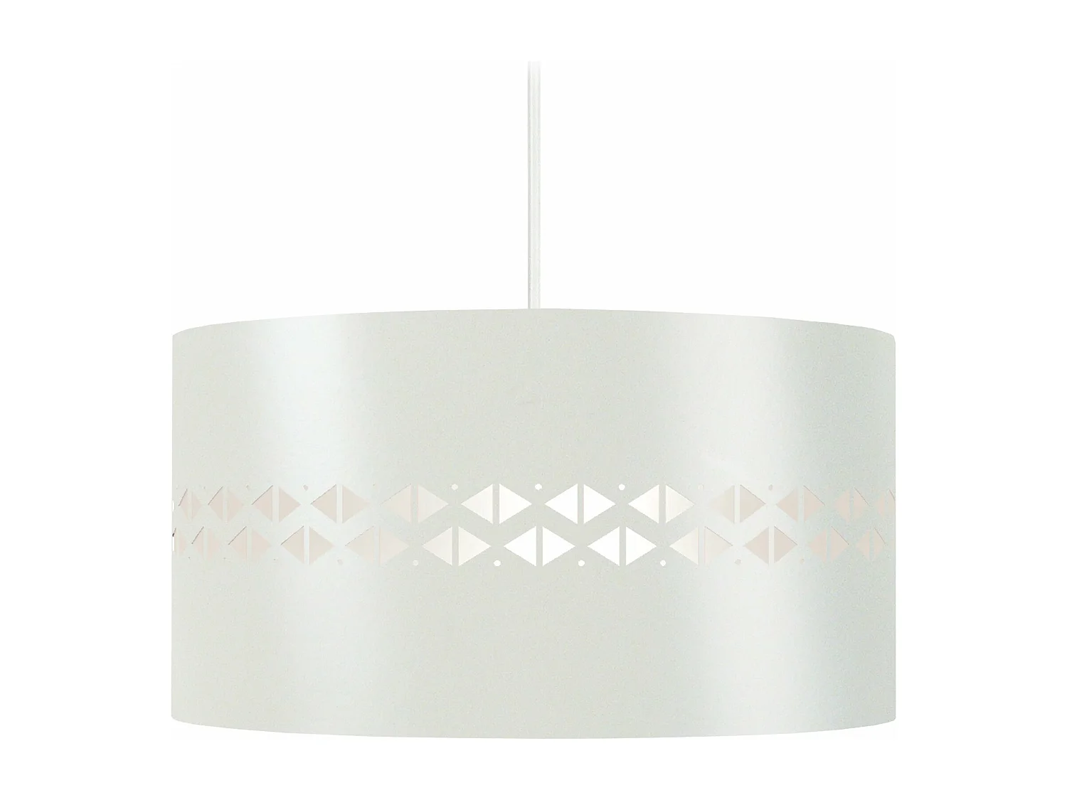 Suspension cylindre métal découpé  blanc 80 cm.