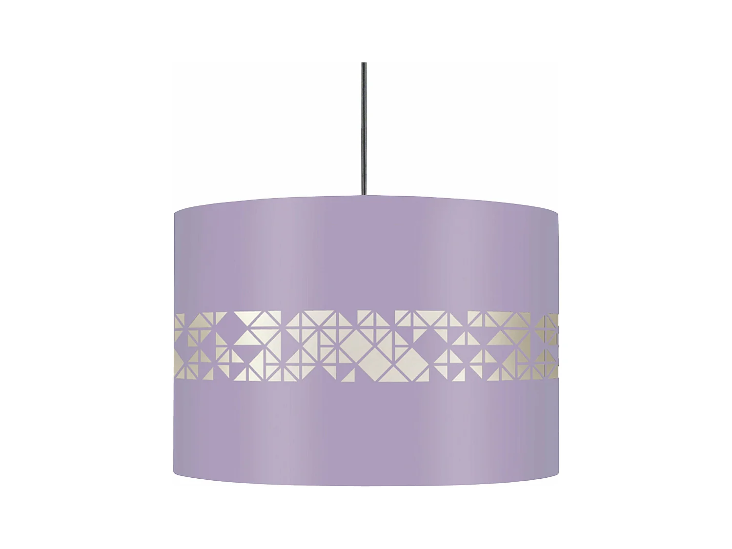 Suspension cylindre métal carrés  mauve 80 cm.