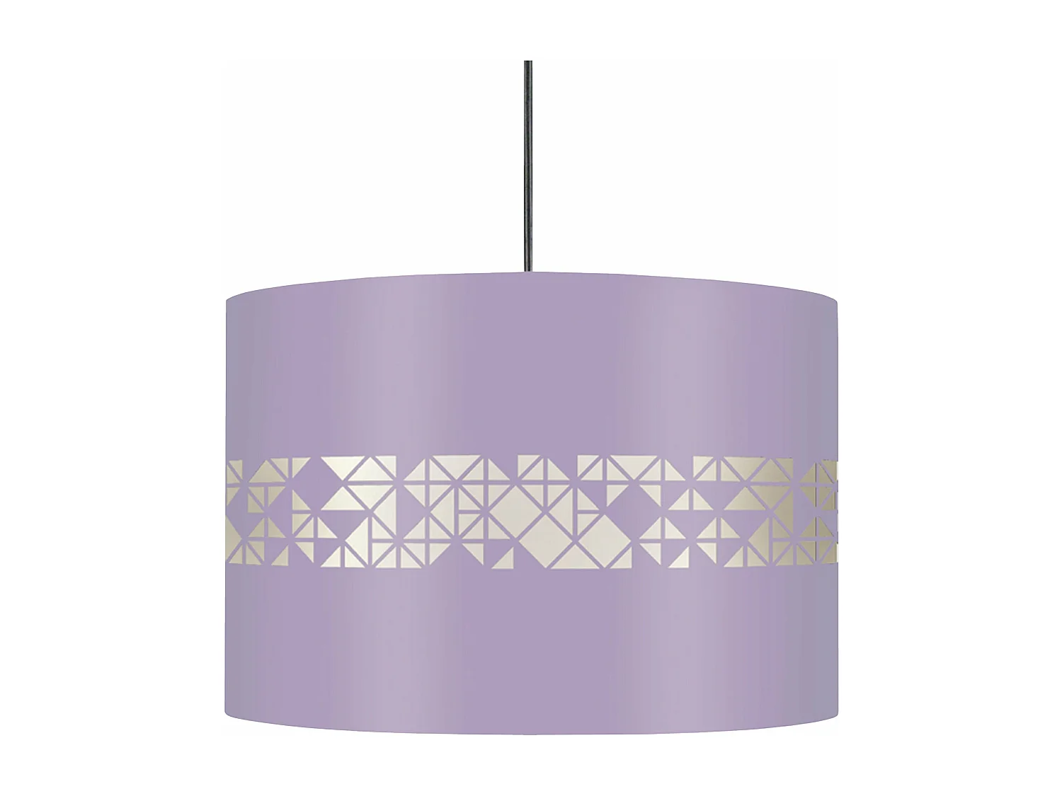 Suspension cylindre métal carrés  mauve 80 cm.