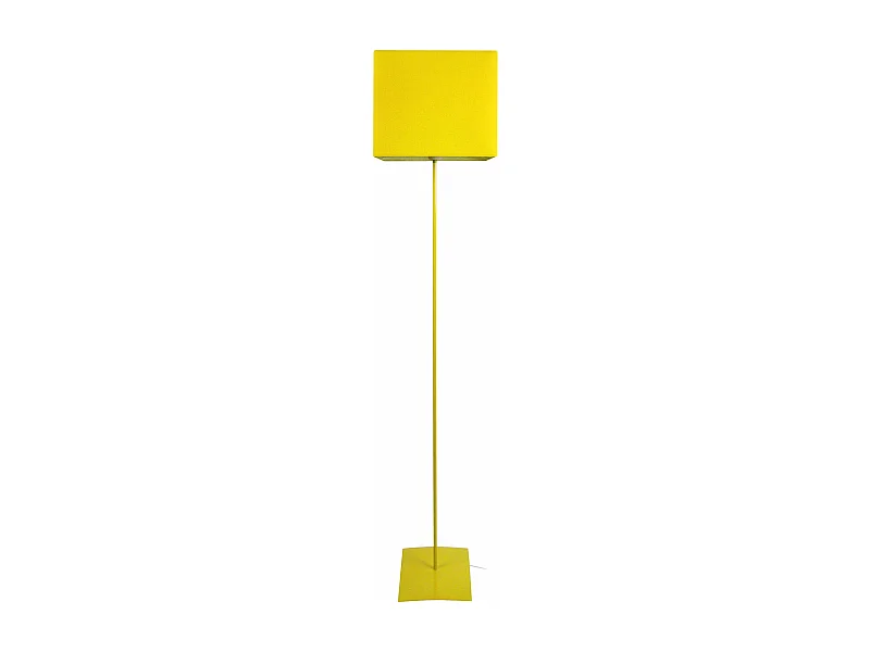 Lampadaire base carré métal   jaune 30 cm.