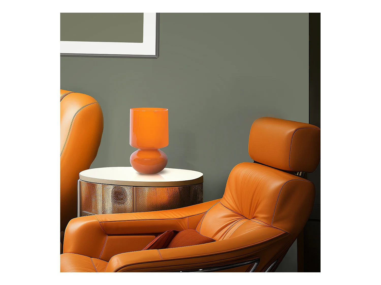 Lámpara de noche TOSEL ,vidrio,Naranja,A24x D14xP14cm