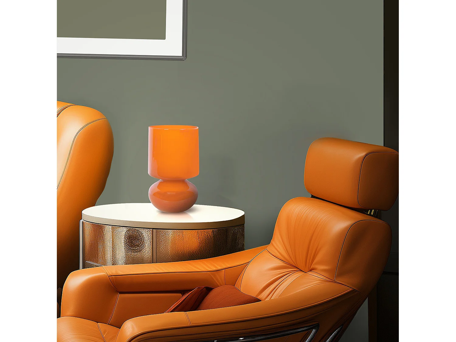 Lámpara de noche TOSEL ,vidrio,Naranja,A24x D14xP14cm